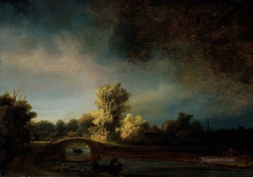  Bridge Art Painting - The Stone Bridge 1638 Rembrandt scenery